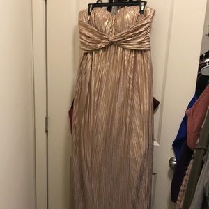 Metallic Gold Pleated Ball Gown